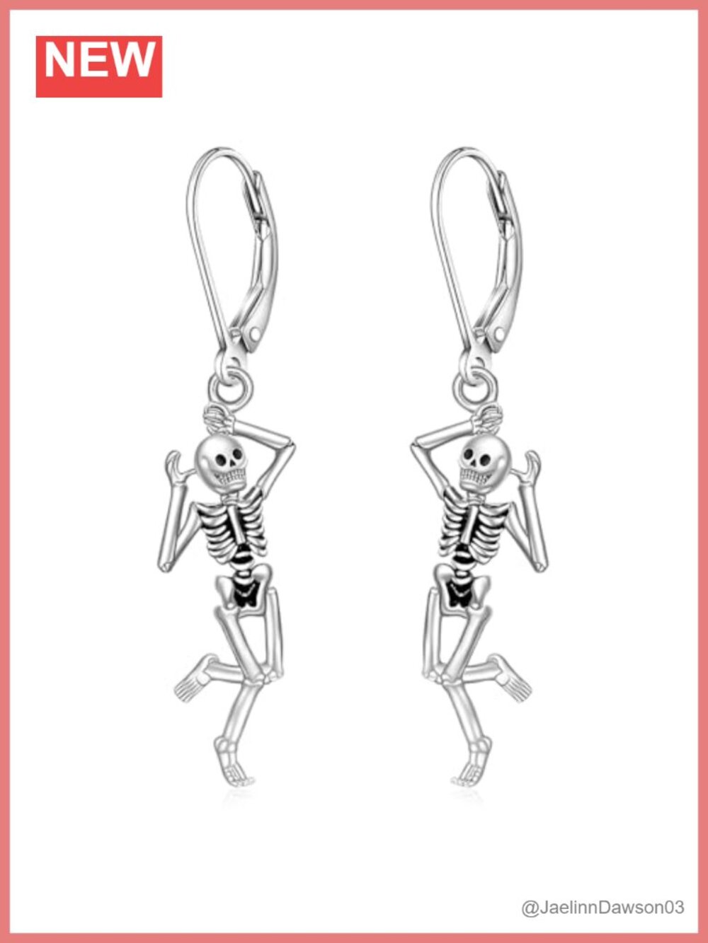 S925 Sterling Silver Dancing Skeleton Dangle Earrings
